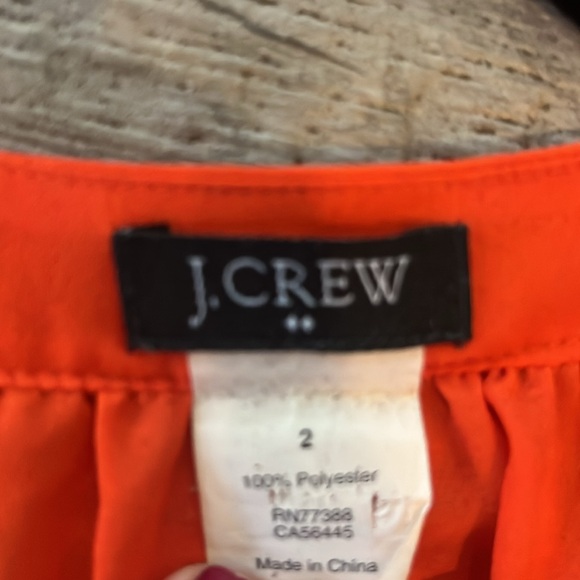 EUC J. Crew bib front orange blouse, sz 2 - Picture 3 of 5